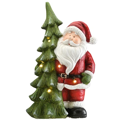 17" Lighted Santa with Christmas Tree Figurine