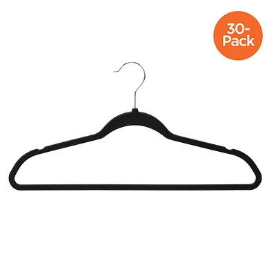 Honey Can Do Black Slim Profile Rubber Hangers, 30ct.