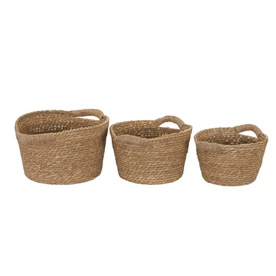 Household Essentials Natural Cattail Wicker Basket Set