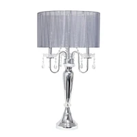 Elegant Designs™ 31" Gray Sheer Shade Table Lamp with Hanging Crystals