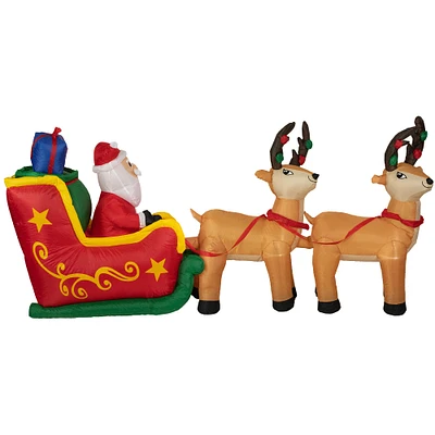 8ft. Inflatable Santa's Sleigh & Reindeer Outdoor Christmas Decoration