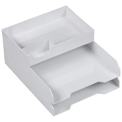 JAM Paper Stackable Office Desk Supply & Paper Organizer Set