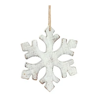 White Wood Snowflake Ornament Set