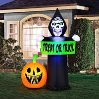 5.5ft. Inflatable Halloween Light Up Trick-or-Treating Reaper & Pumpkin Scene