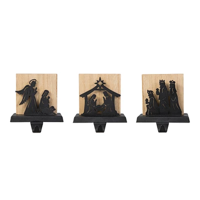 Glitzhome® 5" Christmas Metal Nativity Scene Stocking Holder Set