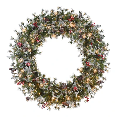 6 Pack: 48" Pre-Lit Glittery Berry & Pinecone Wreath