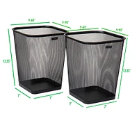 Mind Reader 2 Piece Square Metal Mesh Waste Basket Set