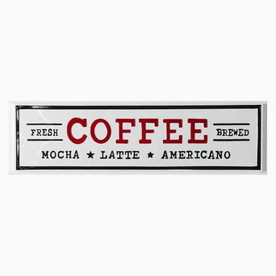 34" White Fresh Brewed Coffee Farmhouse Metal Wall Sign