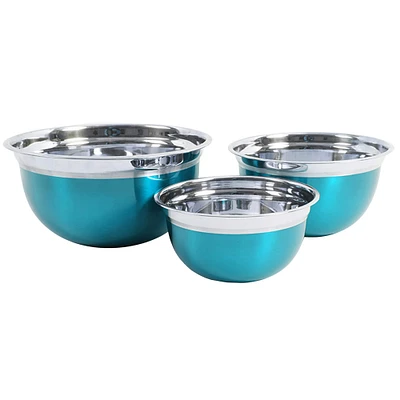 Oster Rosamond Turquoise Stainless Steel Mixing Bowl Set
