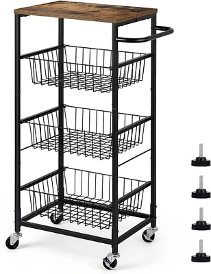 Black 4-Tier Metal Rolling Kitchen Cart