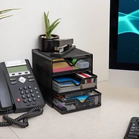 Mind Reader Black Mesh Mini 3 Tier Drawer Desk Office Supplies Organizer