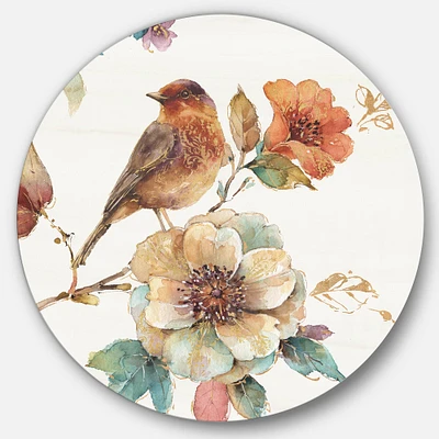 Designart - Farmhouse Bird on Flower Branch