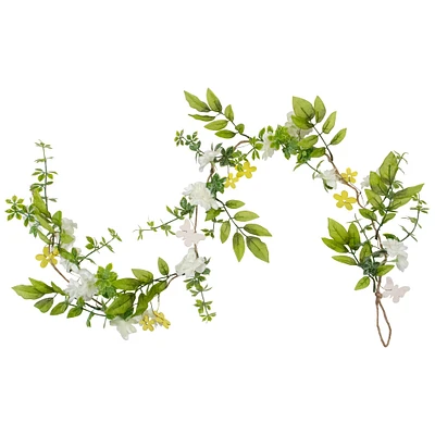 4ft. White Floral & Mixed Foliage Garland