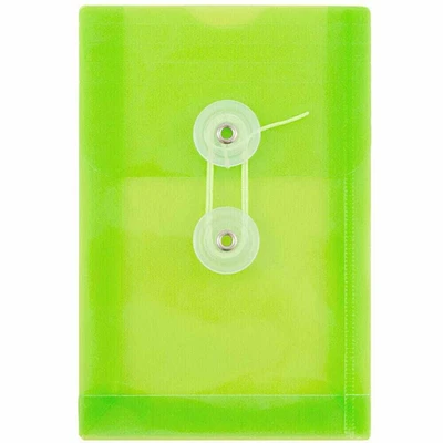 JAM Paper 4.25" x 6.25" Open End Plastic Envelopes with Button and String Closure, 24ct.