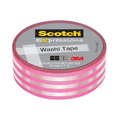 3M Scotch® Expressions Iridescent Pink & White Stripes Washi Tape