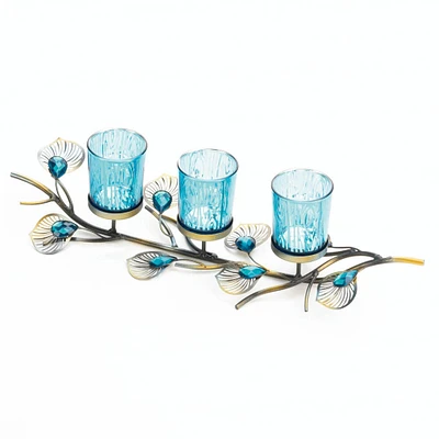 16'' Peacock Inspired Candle Trio 