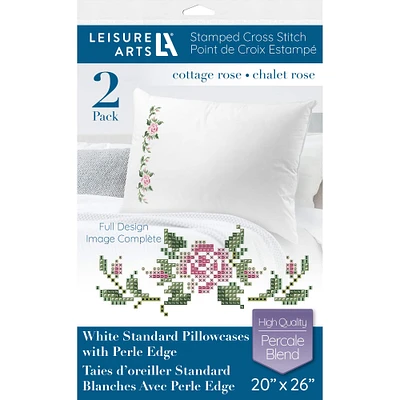 Leisure Arts® Cottage Rose Pillowcase Stamped Cross Stitch Kit