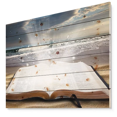 Designart - Jesus Bible at beach