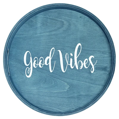 Elegant Designs™ 13.8" Round Good Vibes Serving Tray with Handles