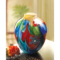 9" Floral Fantasia Art Glass Vase