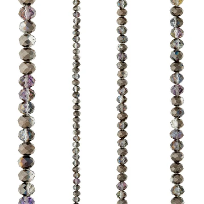 12 Packs: 4 ct. (48 total) Gray Faceted Glass Rondelle Beads by Bead Landing™