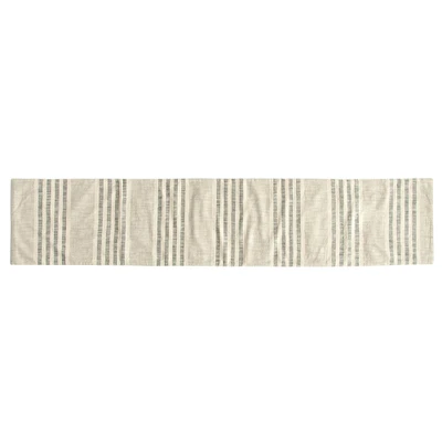 72" Gray Stripes Cotton Woven Table Runner