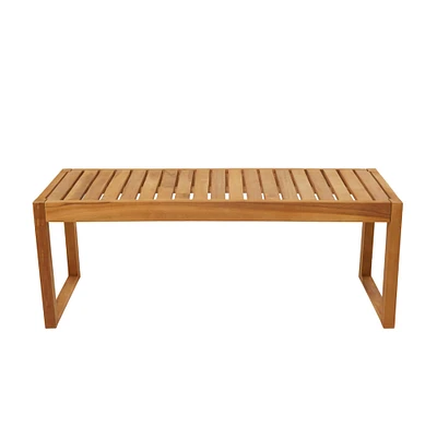 47" Brown Teak Wood Slatted Outdoor Accent Table