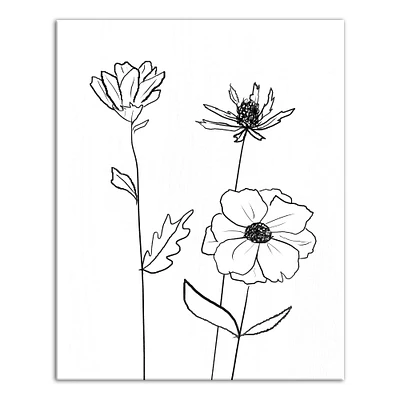 Simple Floral Drawing Canvas Wall Art