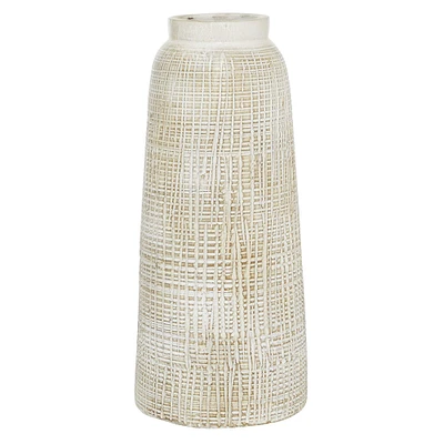 17" White Terracotta Coastal Vase