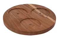 Round Acacia Wood Board with Marble Pinch Pots & Spoons Set