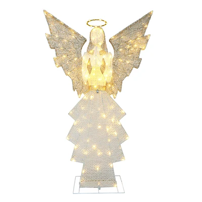 6 Pack: 5ft. Gold & White Outdoor Lighted Angel, Clear LED Lights