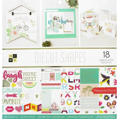 Dcwv® Die Cut Shapes 12" x 12" Cardstock Paper, 18 Sheets
