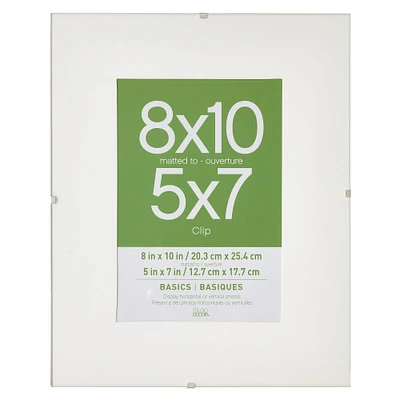 Clip Frame, 8" x 10" With 5" x 7" Mat, Basics By Studio Décor®