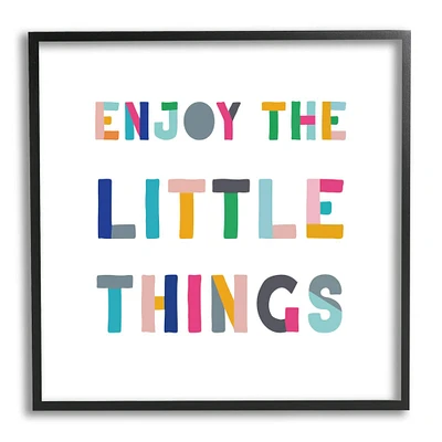 Stupell Industries Enjoy Little Things Kids' Motivational Phrase Block Typography Framed Wall Art