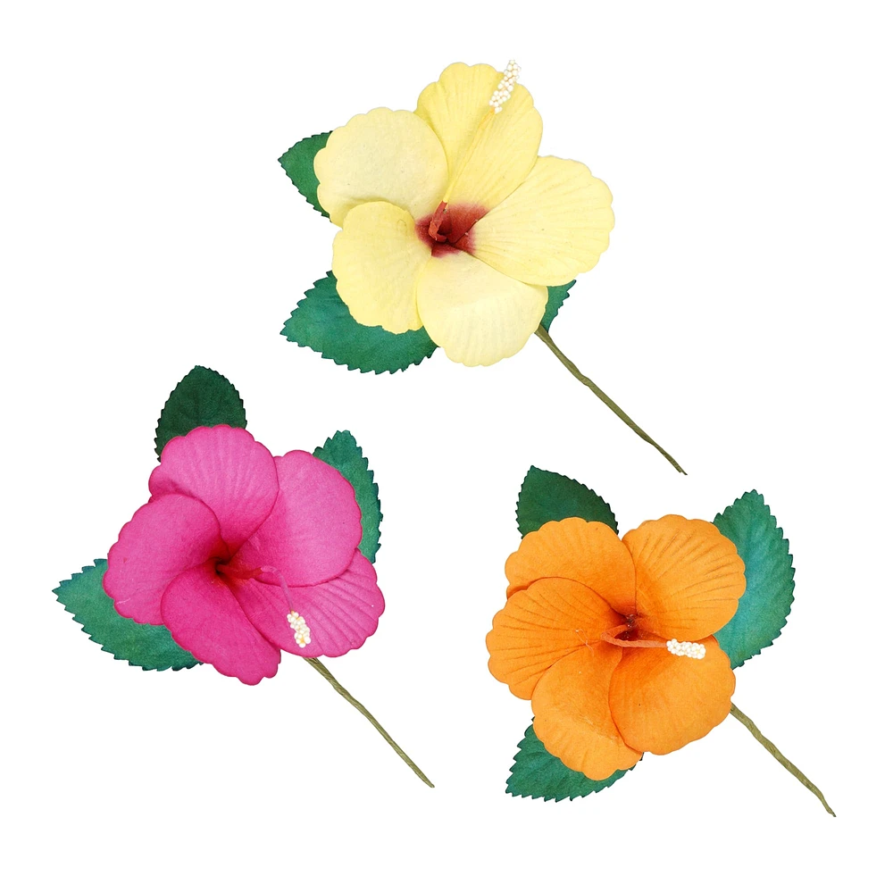 Yellow, Pink & Orange Hibiscus Paper Flowers by Recollections™, 6ct.