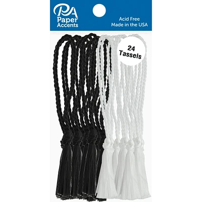 PA Paper™ Accents Black & White Tassels, 24ct.