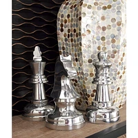 CosmoLiving by Cosmopolitan Silver Aluminum Traditional Chess Sculpture Set