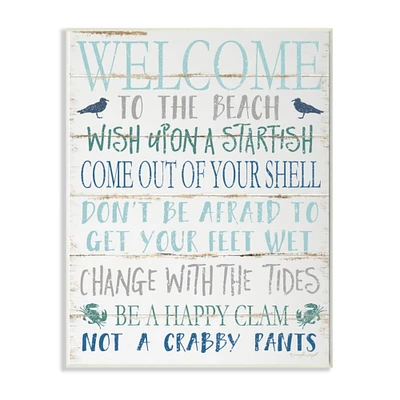 Stupell Industries Welcome to the Beach Wooden Wall Plaque