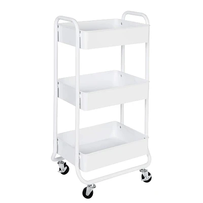 Honey Can Do White 3-Tier Metal Rolling Cart