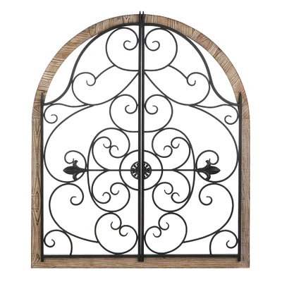 Arched Wood & Iron Wall Décor