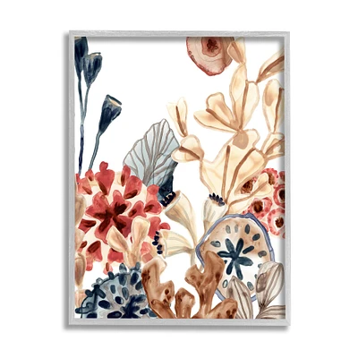 Stupell Industries Aquatic Plant Life Assortment Coral Kelp Sand Dollars Framed Wall Art