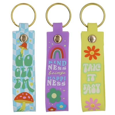 Assorted Retro Sentiment Tag Silicone Keychain, 1pc. by Fab Finds
