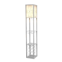 Simple Designs™ Floor Lamp Storage Shelf and Wine Rack with Linen Shade