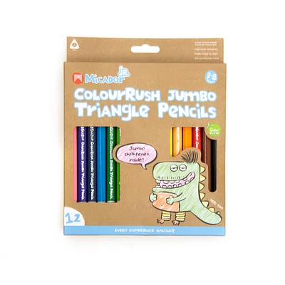 12 Packs: 12 ct. (144 total) Micador Jr. ColourRush Jumbo Triangle Pencil Set