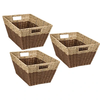 6 Packs: 3 ct. (18 total) Honey Can Do Seagrass Rectangle Nesting Storage Basket Set
