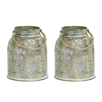 7.5" Textured Gold Candle Holder Set