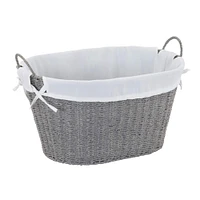 Household Essentials Gray Wicker Lined Laundry Basket