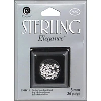 Cousin® Sterling Elegance® 3mm Round Beads, 26ct.