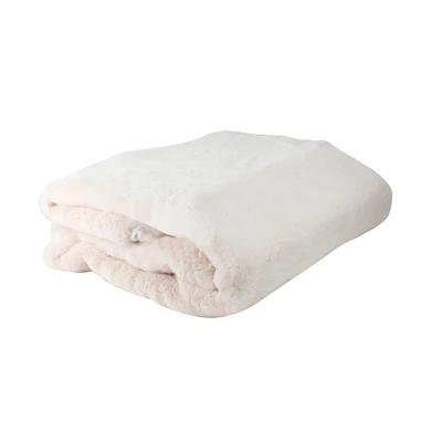 Light Peach Faux Fur Throw Blanket