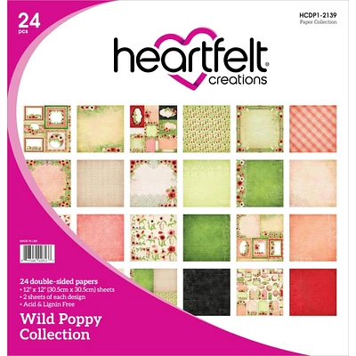 Heartfelt Creations Double-Sided Paper Pad 12" x 12" 24 ct. Wild Poppy